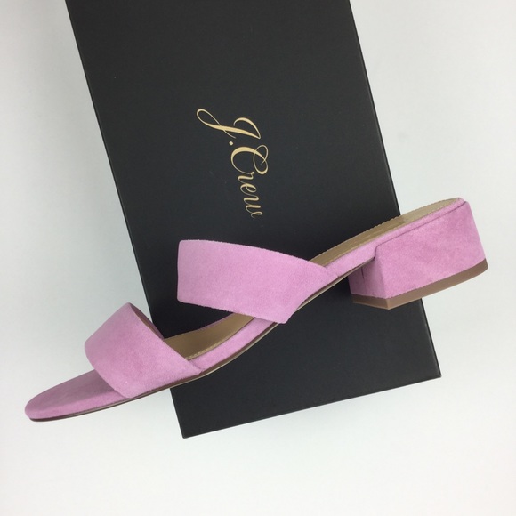 J. Crew NEW Lilac Suede Double Strap Slide Sandals - Picture 3 of 8